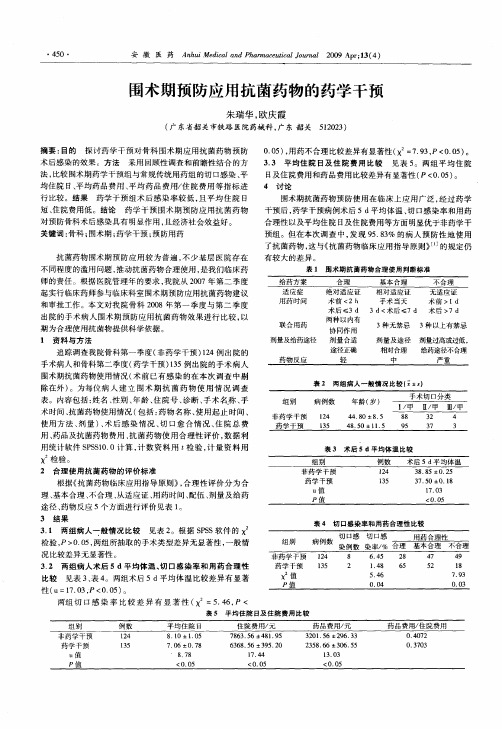 围术期预防应用抗菌药物的药学干预