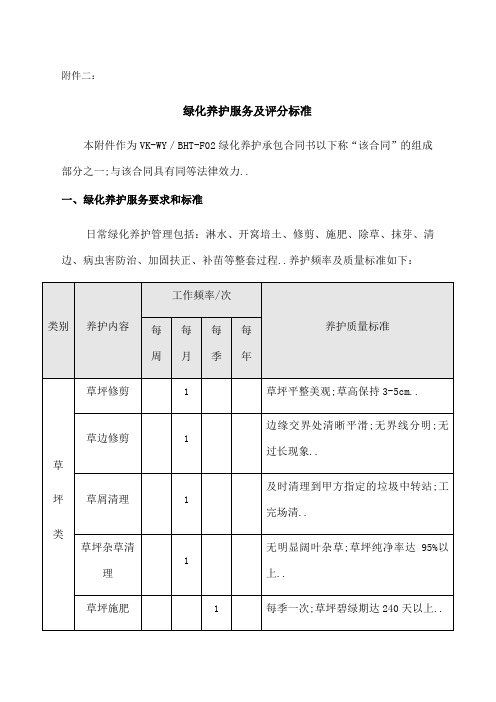 绿化养护服务及评分标准