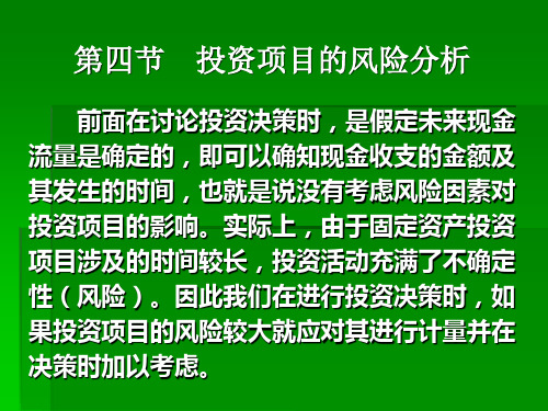 投资项目的风险分析