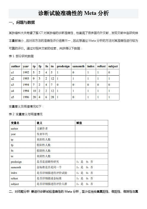 诊断试验准确性的Meta分析