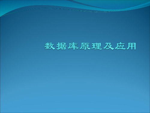 数据库基本原理和应用