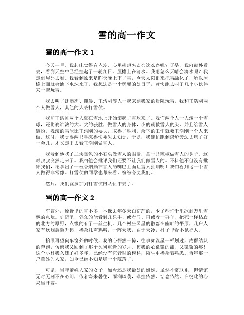 雪的高一作文