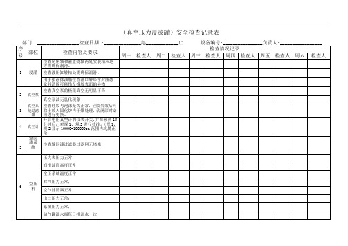 真空压力浸漆罐安全检查记录表