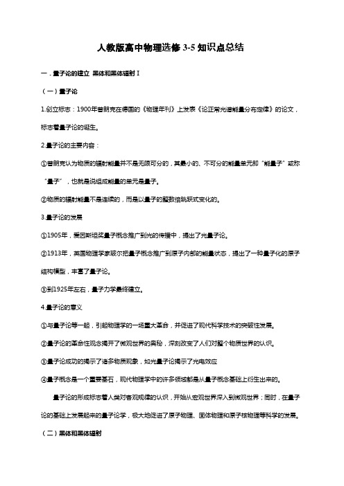 (完整word版)人教版高中物理选修3-5知识点总结,推荐文档