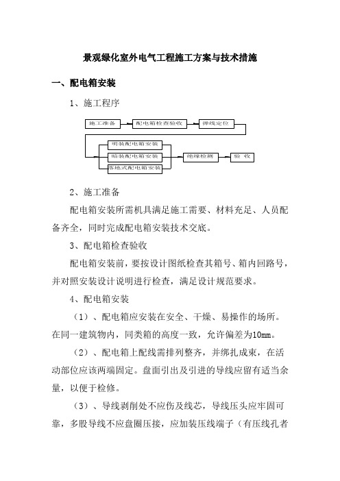 景观绿化室外电气工程施工方案与技术措施