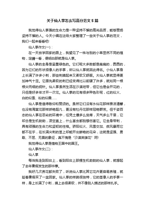 关于仙人掌怎么写高分范文5篇