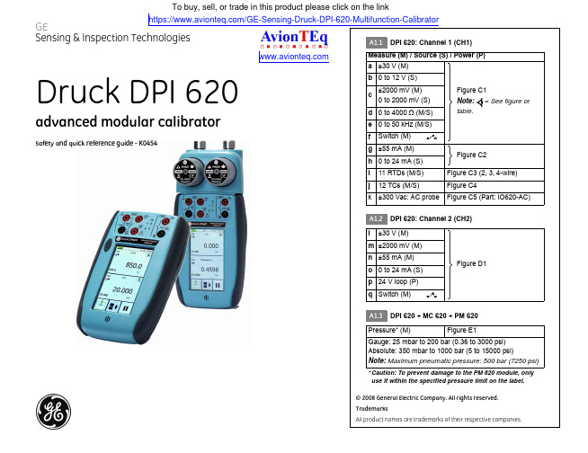 德克萨斯仪器 DPI 620 高精度多功能计ibrator 安全参考指南说明书