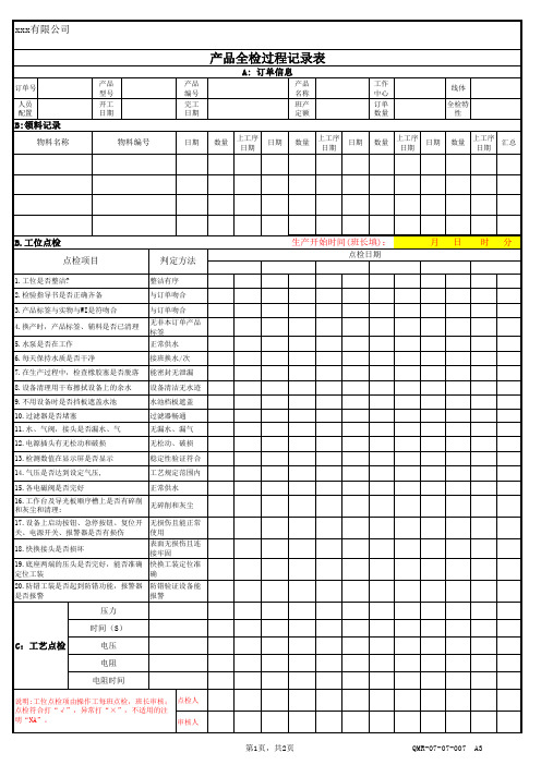 全检报表