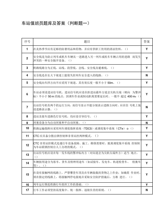 车站值班员题库及答案判断题一