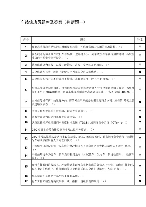 车站值班员题库及答案判断题一