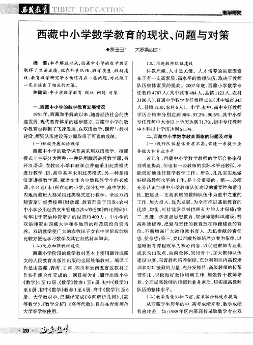 西藏中小学数学教育的现状、问题与对策