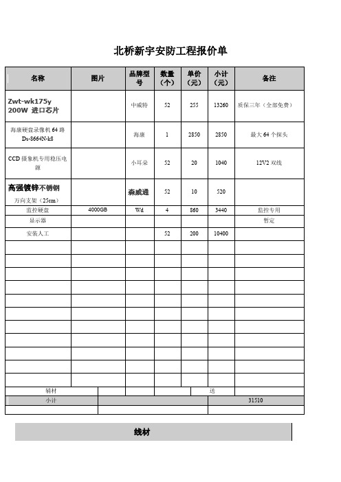 安防工程报价单