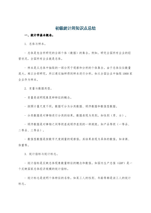 初级统计师知识点总结