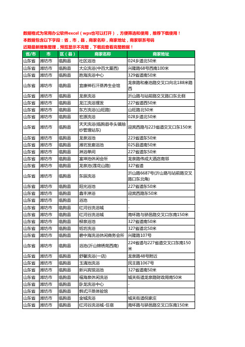 2020新版山东省潍坊市临朐县洗浴工商企业公司商家名录名单黄页联系电话号码地址大全32家