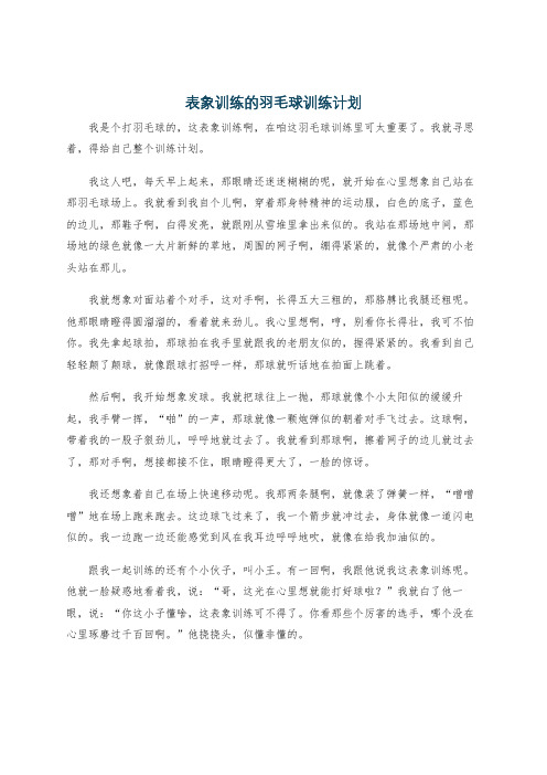 表象训练的羽毛球训练计划