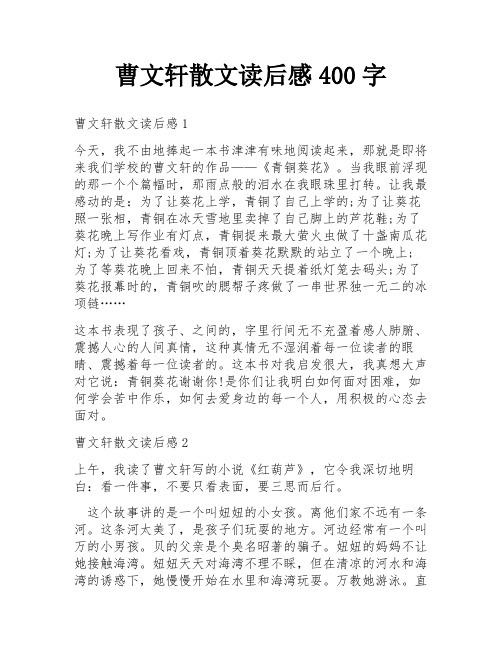 曹文轩散文读后感400字