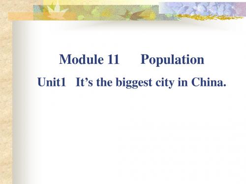 外研社九年级上册Module 11 Population - the biggest city in China