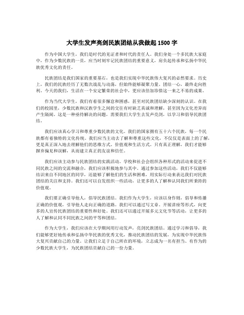 大学生发声亮剑民族团结从我做起1500字