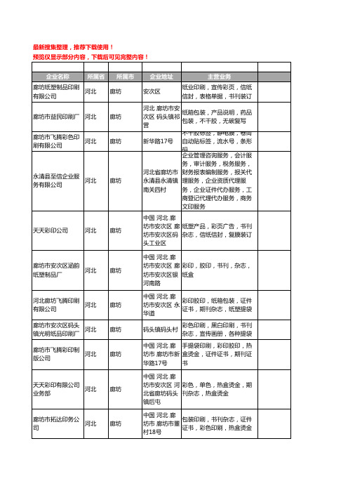 新版河北省廊坊证件工商企业公司商家名录名单联系方式大全39家