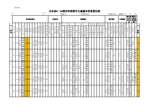 留守儿童基本情况统计表 样表 