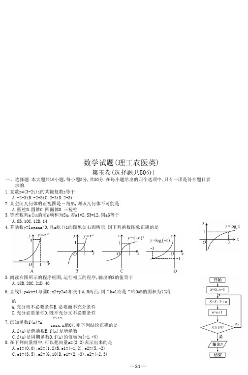 2014年福建普通高考数学试题及参考答案