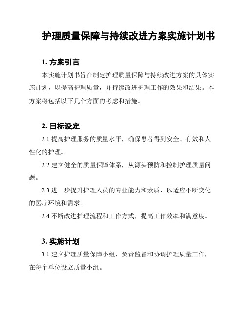 护理质量保障与持续改进方案实施计划书