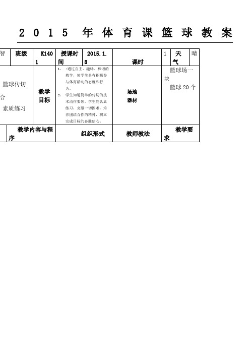 篮球公开课教案篮球传切