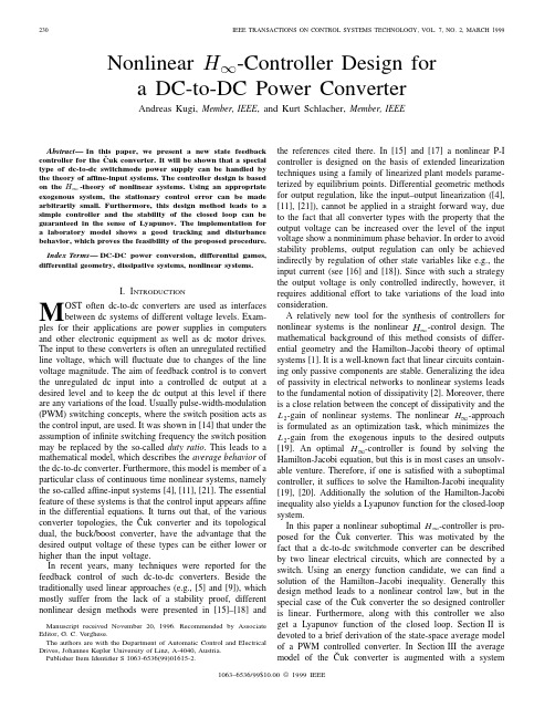 Nonlinear H∞ controller design for a DC-to-DC power converter