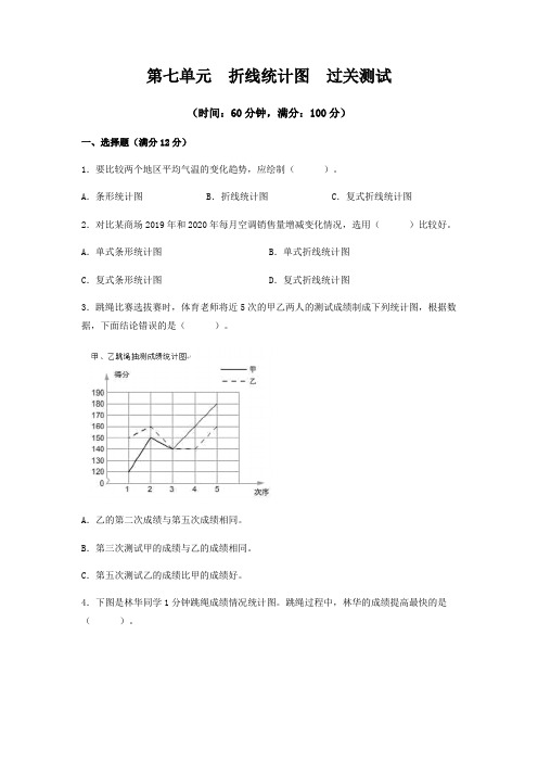 【过关测试】人教版小学数学五年级下册第七单元《折线统计图》单元复习过过过