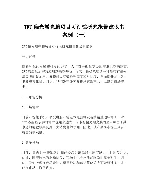 TFT偏光增亮膜项目可行性研究报告建议书案例 (一)