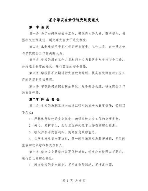 某小学安全责任追究制度范文(3篇)