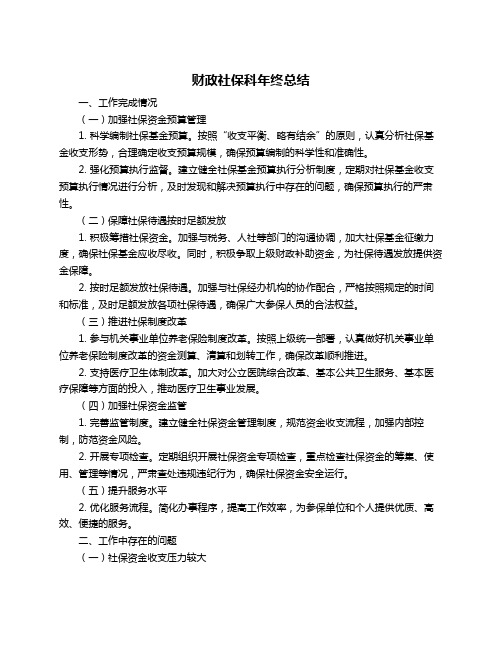 财政社保科年终总结