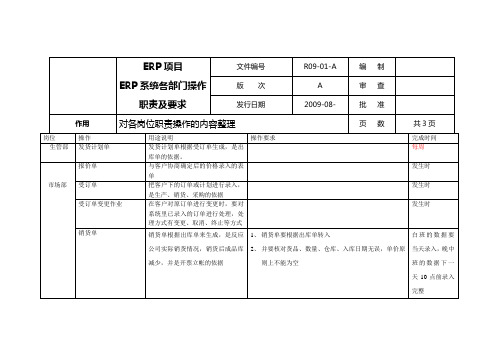 某公司ERP系统操作及要求