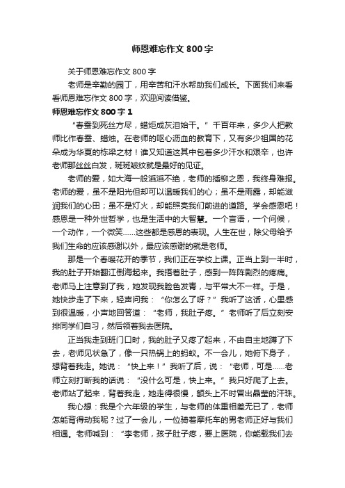 关于师恩难忘作文800字