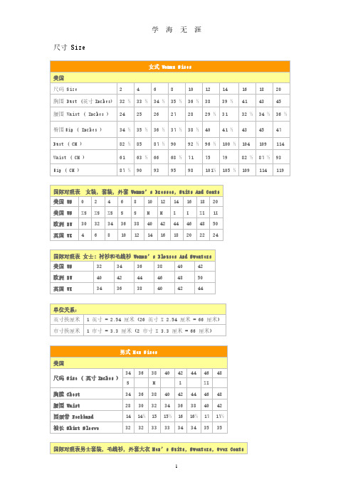 国际女装尺码对照表(2020年7月整理).pdf