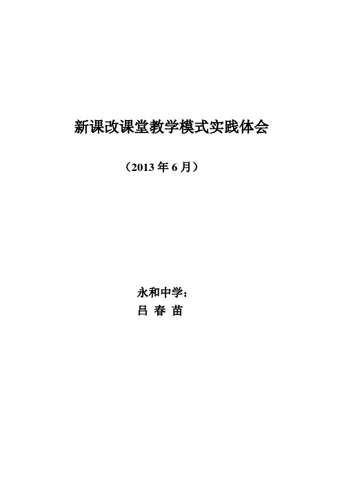 新课改课堂教学模式实践体会2