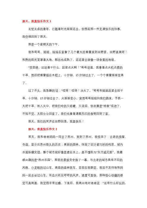 那天我真快乐作文三年级300字左右