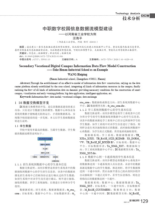 中职数字校园信息数据流模型建设——以河南省工业学校为例