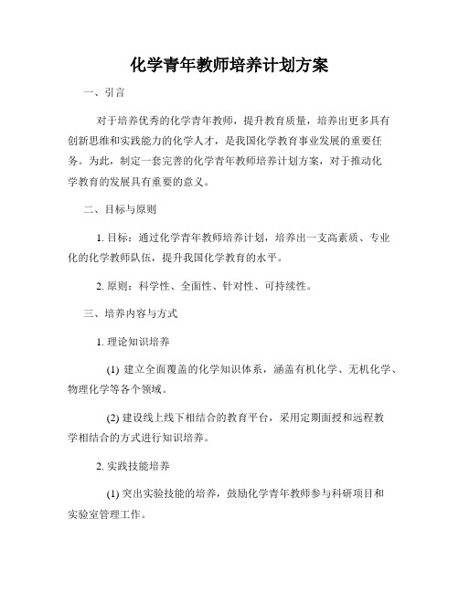 化学青年教师培养计划方案