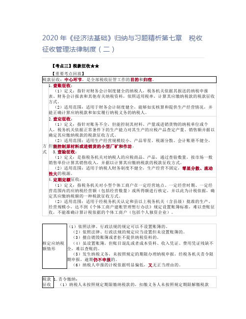 2020年《经济法基础》归纳与习题精析第七章 税收征收管理法律制度(二)