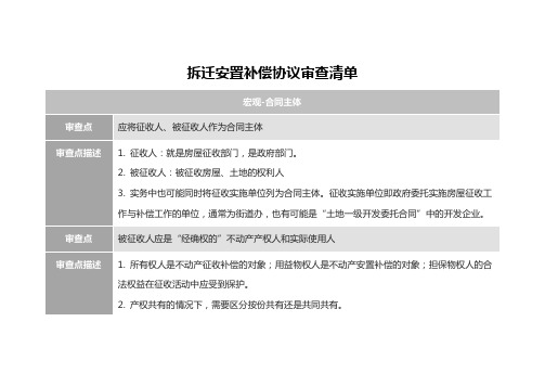 拆迁安置补偿协议审查清单