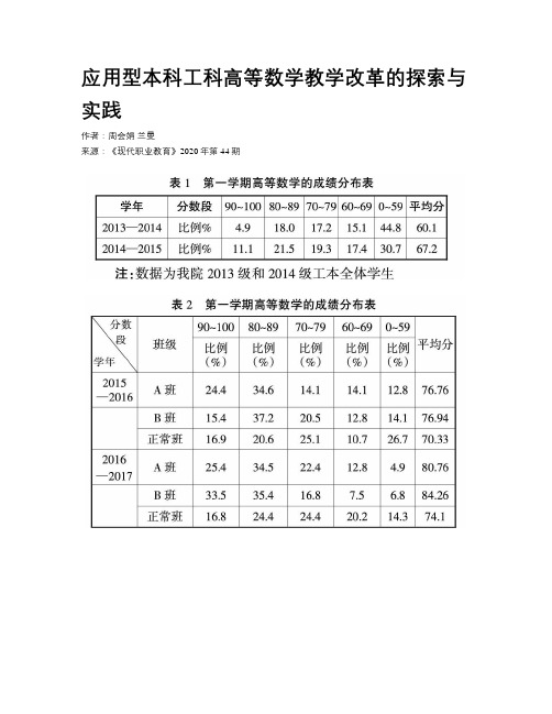 应用型本科工科高等数学教学改革的探索与实践