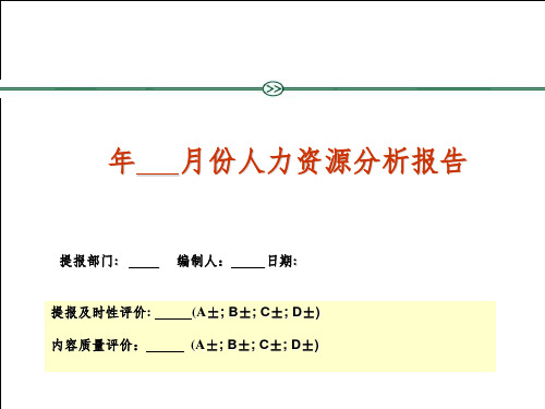 人力资源部月度人力资源分析报告报表模版课件