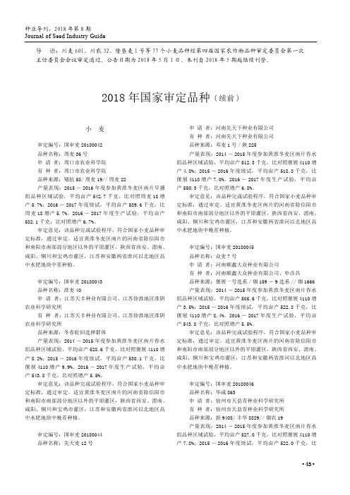 2018年国家审定品种(续前)