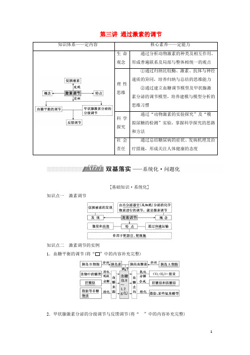 19版高考生物一轮复习第八单元动物和人体生命活动的调节第三讲通过激素的调节精选教案