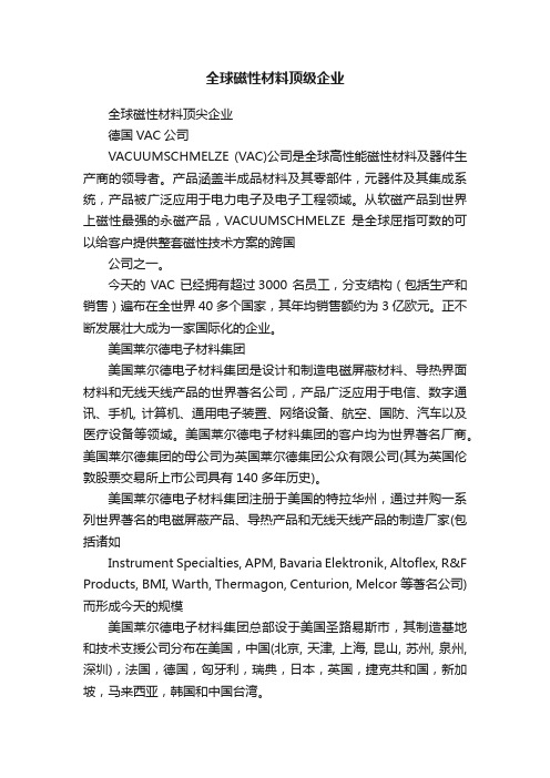 全球磁性材料顶级企业