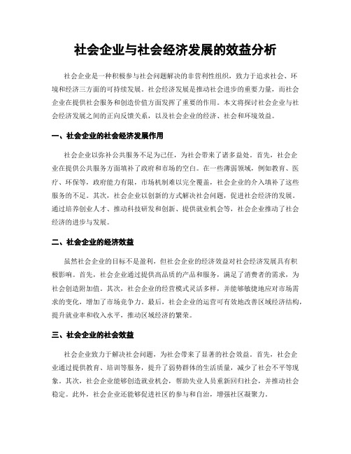 社会企业与社会经济发展的效益分析