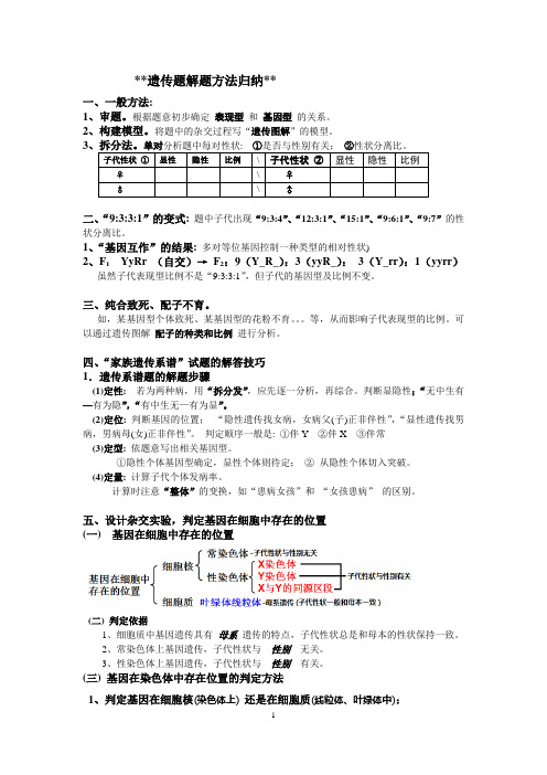 遗传题类型及解答