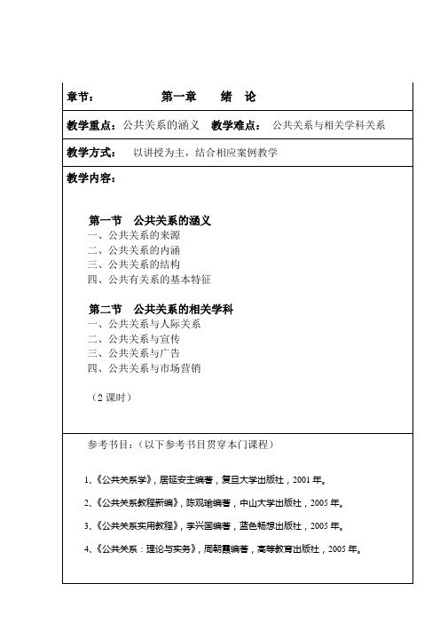 最新文秘专业教案——公共关系基础