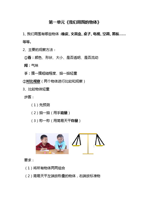 最新教科版 一年级下册科学知识点汇总(整理)